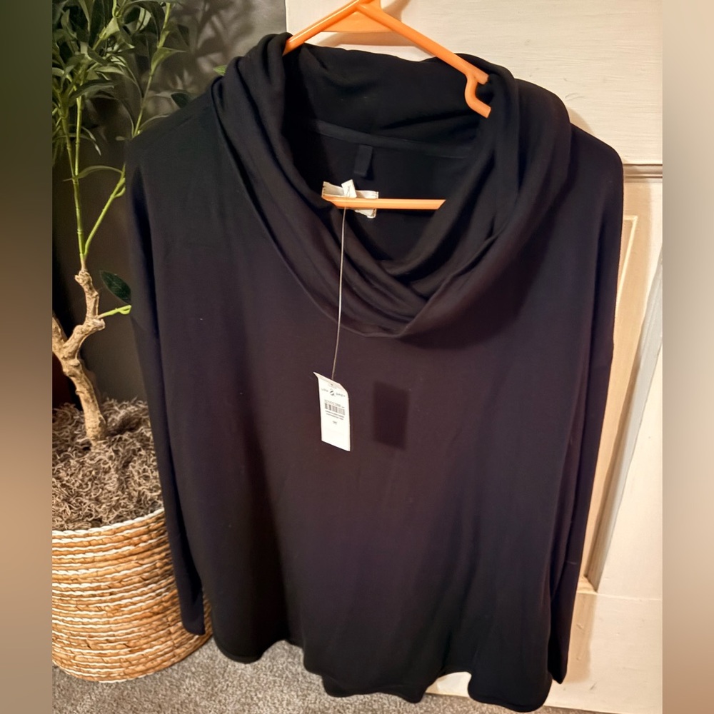 Black Cowl Neck Top